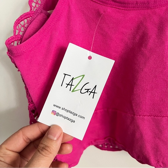 Crochet Hot Pink Bralette Size Medium/Large New With Tags - Picture 4 of 6